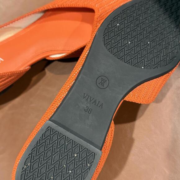 VIVAIA Orange Pointed Toe Women's Flats Size 38 - Picture 3 of 4